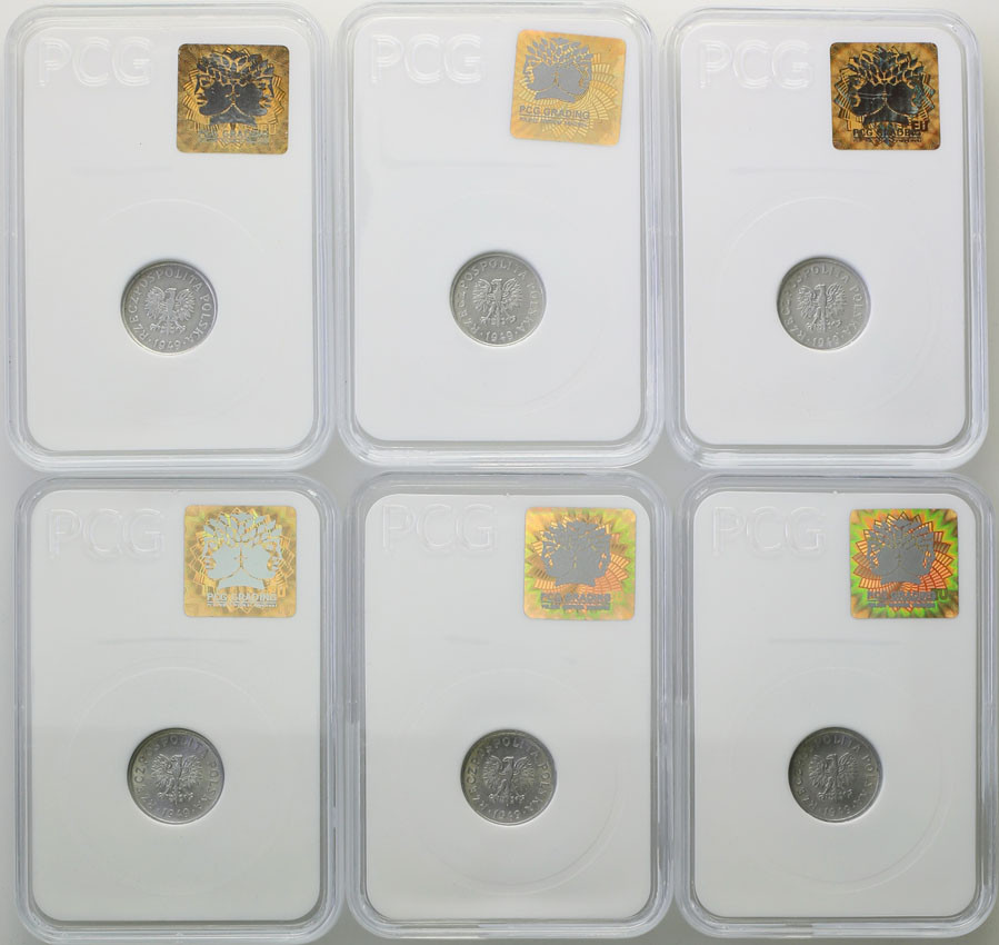 PRL. Zestaw monet 10 groszy 1949 aluminium - 6 sztuk